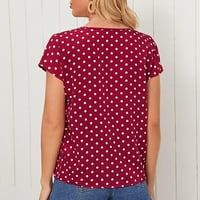 Ženske bluze Žene Ljeto Kratki rukav Striped V-izrez Flowy Beach Majica Casual Tops Bluza Red XL