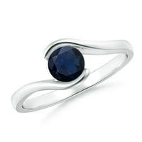 Spakiranje 0. CTW Round Blue Sapphire 10K bijeli zlatni zaručni prsten