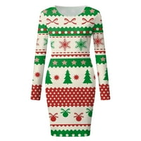 Sretan Božić !!! Qwang haljine za žene ženske jesenski zimski božićni džemper s dugim rukavima haljina