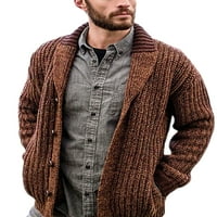 Grianlook muški kardigan džemper od pune boje dugih rukava kaput za muškarce pletiva jakna slim fit