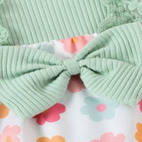 Eyicmarn novorođenčad Outfit, cvijet bez rukava cvijet čipke patchwork romper haljina s lukom za kosu