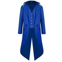 Plavi muški kaput za vrata za vrata za vrata od gotičkog frocka dvostruko pratty odjeća