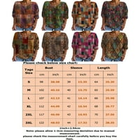 Kabreze žene V izrez ljetni vrhovi retro etničkog stila majica za rad TEE boja Blok Tunika Bluza
