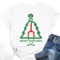 Drindf sretne božićne majice za žene casual majica s kratkim rukavima, majica slatka stabla grafička