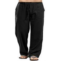 Muški casual posteljine pantalone labave fit široke noge elastične crtež plaže Yoga duge pantalone pidžama