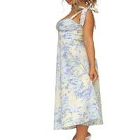 Ženska Y2K kvadratna ovratnica Bustier dugačka haljina Boho cvjetni rukavac na suncu Linijsku korzet