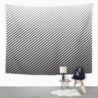 Šarene pruge apstraktne crne dijagonale prugaste paralelne kosinske linije Teal Geometric Wall Art Viseća