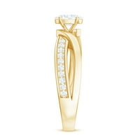 Ovalni rez pasijans Moissanite Infinity Angažman prsten za žene, 14k žuto zlato, SAD 12.00