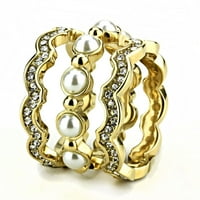 Zlatni biseri ženski prsten od nehrđajućeg čelika Anillo perlas boja oro para mujer acero inoksidable
