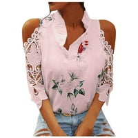 Bang modni ženski cvjetni print top off rame čipka majica za šivanje rukava