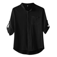Muška majica Ležerne prilike modernog muškog poklopca Collar Solid Half Sleep Top Bluza Pamučna posteljina