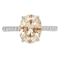2.21ct ovalni rez braon šampanjac simulirani dijamant 14k bijelo zlato graviranje izjava godišnjica