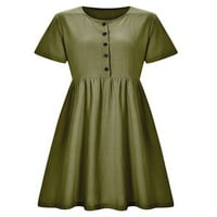 Bmotoo dame casual haljine Henleyum ruffle midi haljina labava puna boja ljetna plaža vojska zelena