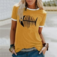 Majice aaiaymet za žene Ženske prevelike majice Labavi fit pamuk Crewneck kratki rukav, ljetna casual