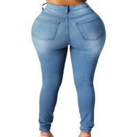 Avamo dame Jeans Solid Color Traper Hlače Visoko struk dno žene Slim Fit pantalone Ljetne pahulje Blue