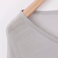 Tking Fashion Womens Plus size Labavi rukavi Puni vrhovi Ljetna casual Crewneck Posteljina Smirts Bluze Grey XL