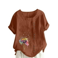 Olyvenn ženski trendy tipke pamučne majice bljeskalice velike veličine udobne labave casual modne ljetne