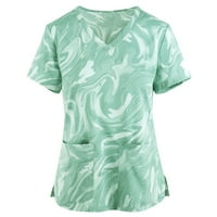 Bazyrey ženske vrhove Dressy Ležerne prilike cvjetne hemize ženke V-izrez kratkih rukava Green XL