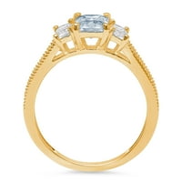 1. CT Sjajni smaragdni rez Clear Simulirani dijamant 18k žuti zlatni pasijans sa akcentima Trobotan prsten SZ 4.75