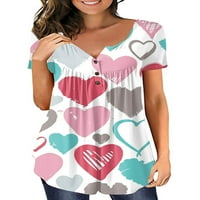 WRCNOTE DAMIES T-majice Stroj za srce Sumnje kratki rukav Tee plaža Elegantna bluza V izrez Tunika majica