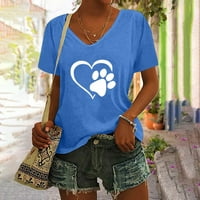 Farstey ženske casual grafičke majice Lijep pas za plijeće srce TOP TUNIC Ležeran ljetni kratki rukav