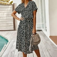 Haljine s kratkim rukavima za žene Ležerne prilike ljetne leopard Print Thirt Hasel Clear Up haljina