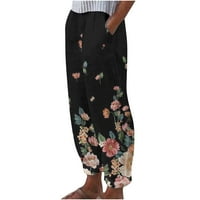 Zkozptok ženske hlače Ležerne prilike udobne džepove Širokoj luci za noge, crna, m