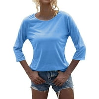 Ženska modna okrugla vrata za rukav Majica sa čvrstim casual osnovnim vrhovima bluza