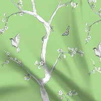 Tkanina - cvjetovi zeleni Chinoiserie Tree Cvijet od tiskanog šifre tkanina četvrtina - šivaći fashi
