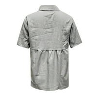 Moonker Womens Ljetni vrhovi Čvrsti boju kratki rukav Ležerne majice L siva bluza V vrat