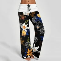 Hlače za žene Casual High Squik džepni trake elastične struk ispisane labave joge duge ženske pantalone