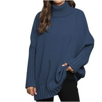 Ženski zbori čišćenja pulover Dukseri pletene boje Turtleneck rever labav tkani džemper s dugim rukavima
