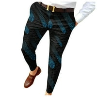 Muške hlače Muškarci Slim Fit Print patentni pantalone pantalone pantalone muške ležerne modne duge