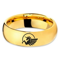 Tungsten jednorog Pegasus konjski stvorenje Band prsten za muškarce Žene Udobnost FIT 18K žute zlatne kupole Polirano