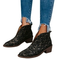 Wiueurtly Girls Boots Dame Vintage uzorak Ispis kože napete na petu modne kratke čizme