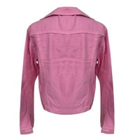 Modna ženska masna traper jakna od traper jakne Casual Traper odjeća ružičasta