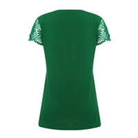 Ženske vrhove bluza Štampano Dan kratkih rukava Dame Dame Modni V-izrez Ljeto Zeleno l