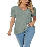Nizine žene Ljetne vrhove kratki rukav majica s pultom majica Bohemian Pulover V izrez Tunika bluza