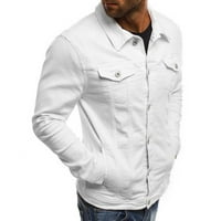 Muški kaputi Izgledajte muške jesensko zimsko dugme Čvrsto kolor vintage traper jakna vrhova bluza kaputa