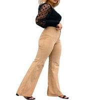 Gwiyeopda ženske corduroy flared hlače od čvrstog ležernog rastezanja bootcut zvona donje duge pantalone