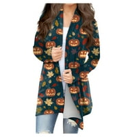 Ženska modna casual Halloween Print Srednjowered Cardigan jaknu dugih rukava