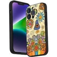 Kompatibilan sa iPhone Pro telefonom, Retro-S-Groovy-Floral-Rainbow-Hippie Case Muškarci Žene, Fleksibilan silikonski udarci za iPhone Pro