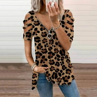 Aufmer zip up hoodie ženski čišćenje dame Ljetne kratke rukave majica V-izrez prugasti leopard šuplji