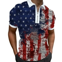 Polo majice muško ljeto Američka zastava tiskana majica Okrenite majicu kratkih rukava kratkih rukava
