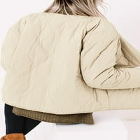 Dokotoo Ženske prekrivene jakne s džepovima modni labavi fit gumb niz dugi rukav jakne na puffer navlake velike zgužvne zimske sherpe-obloge s kaputom s džepovima veličine sa džepom veličine l -12-14
