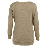 Ženske vrhove Plus size Košulje za čišćenje modna žena O-izrez majica s dugim rukavima Ljetni čvrsti džep labav bluza na prodaju