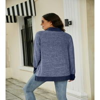Žene COWLNECK dugih rukava uskim vrhovima Slim Fit Block Boja bluza labav pulover