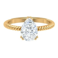 Žene 2. CT prsten za uključivanje kruške u obliku kruške, prsten za angažman kruške, suzavac moissanite Solitaire zaručni prsten, 14k žuto zlato, SAD 12.00