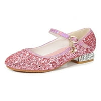 Zodanni djevojke princeze obuće okrugle cipele za cipele za cipele Rhinestone Mary Jane Dječje pete sandale Djevojke neklizajuće Chunky blok pumpe ružičaste 7y