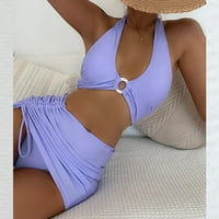 Ženski kostim bikini kupaći kostimi od pune boje rublje rucked pregače kupaći kostimi Halter krug prsten
